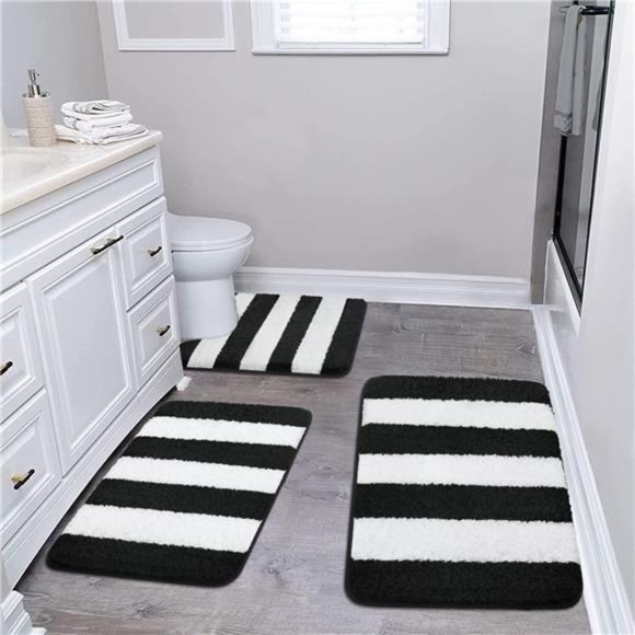 3 Pieces Bathroom Rug, Ultra Soft Non-Slip Bath Mats Sets, Microfiber Absorbent - Picture 1 of 6